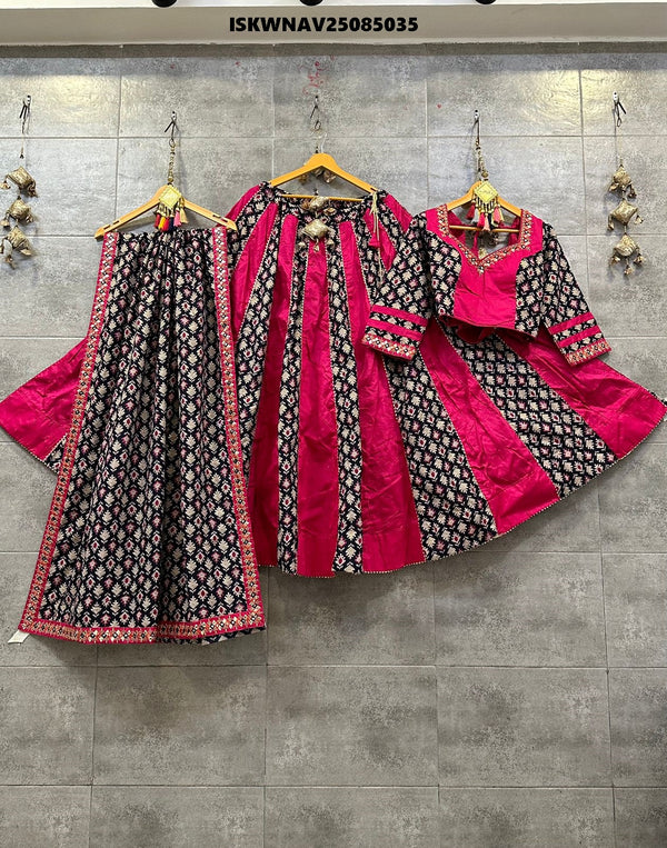 Printed Cotton Lehenga With Blouse And Dupatta-ISKWNAV25085035