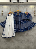 Printed Demin Cambric Cotton Lehenga With Blouse And Rayon Cotton Dupatta-ISKWNAV25085037