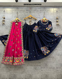 Embroidered Cotton Lehenga With Blouse And Chinon Dupatta-ISKWNAV25085038