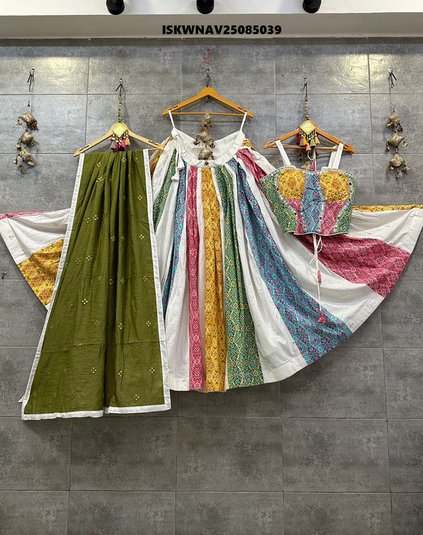 Printed Cotton Lehenga With Blouse And Dupatta-ISKWNAV25085039