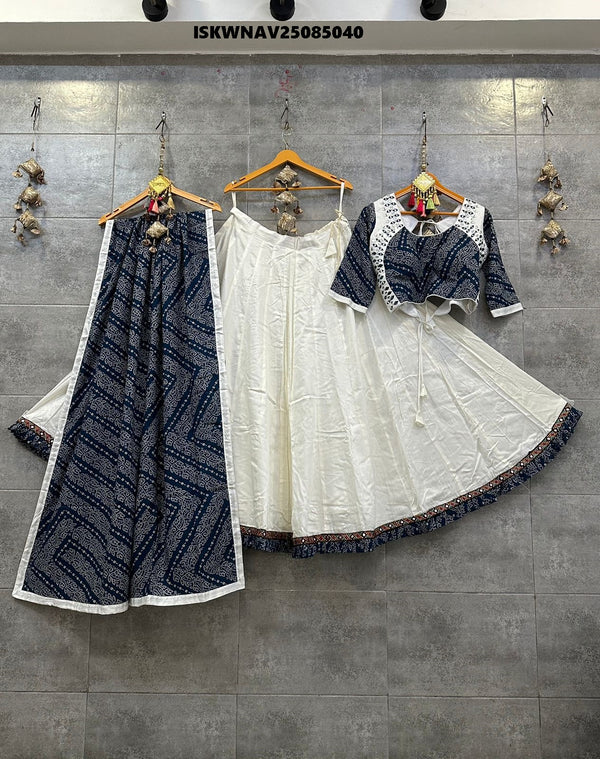 Printed Cotton Lehenga With Blouse And Dupatta-ISKWNAV25085040