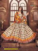 Printed Cotton Satin Lehenga With Padded Blouse And Maslin Dupatta-ISKWNAV25085041
