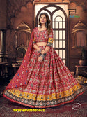 Printed Cotton Satin Lehenga With Padded Blouse And Maslin Dupatta-ISKWNAV25085041