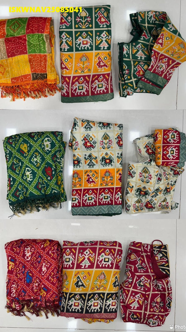 Printed Cotton Satin Lehenga With Padded Blouse And Maslin Dupatta-ISKWNAV25085041