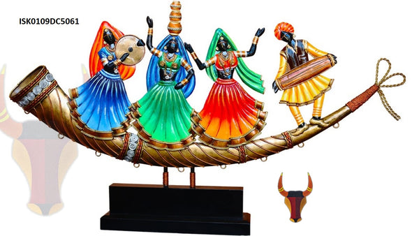 Rajasthani 4 Figure Dancer On Trumpet Tabletop-ISK0109DC5061