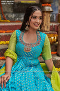 Banarasi Silk Gown With Georgette Dupatta-ISKWGN1809BK662N