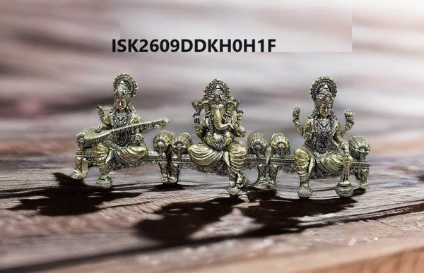 Brass Lord Ganesha, Goddess Lakshamy and Goddess Saraswati-ISK2609DDKH0H1F