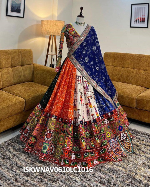 Digital Printed Butter Silk Lehenga With Blouse And Dupatta-ISKWNAV0610LC1016