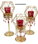 Diamond Tealight Stand With Red Glass-ISK2410DDD0H0C9F