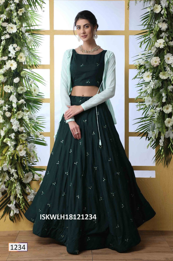 Sequined Georgette Lehenga With Blouse And Koti-ISKWLH18121234
