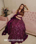 Sequined Velvet Lehenga With Blouse And Net Dupatta-ISKWLH25124610