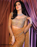 Sequined Butterfly Net Ready To Wear Saree With Blouse-ISKWSR25124608