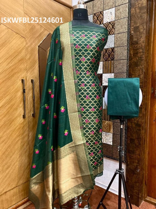 Banarasi Weaving Chanderi Silk Kurti With Bottom And Dupatta-ISKWFBL25124601