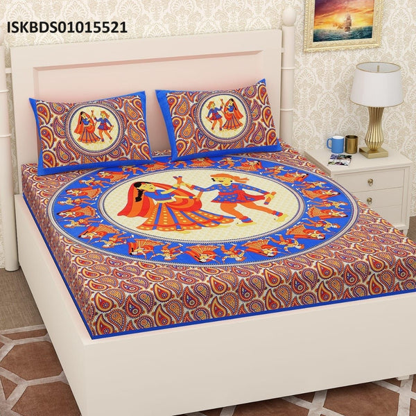 Printed Cotton Bedsheet With Pillow Cover-ISKBDS01015521