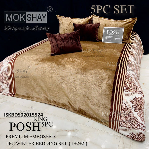Embossed 5Pc Imported Warm Bedding Set-ISKBDS02015524