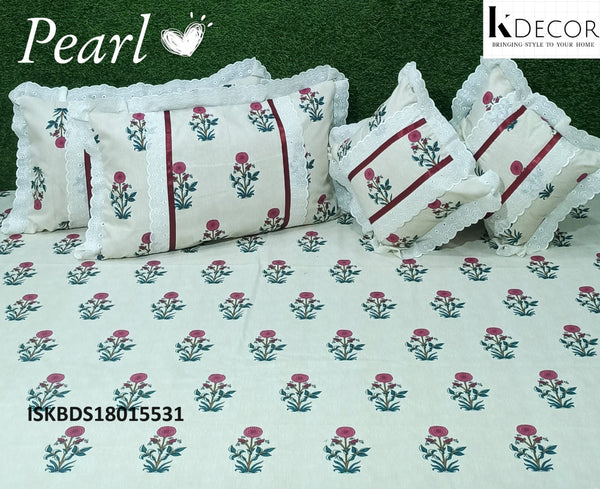 Printed Cotton Bedsheet With Pillow Cover-ISKBDS18015531