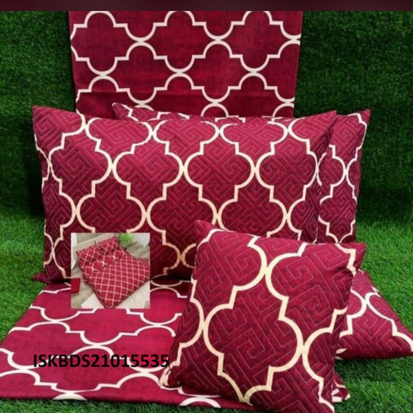 Printed Glace Cotton 5Pc Bedsheet Set-ISKBDS21015535