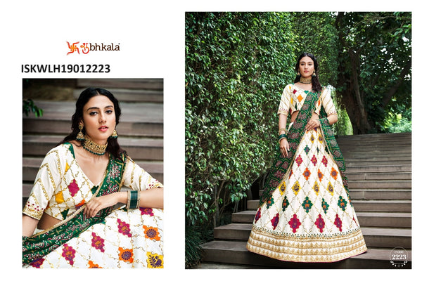Embroidered Silk Lehenga With Blouse And Dupatta-ISKWLH19012221/2222/2223/2224