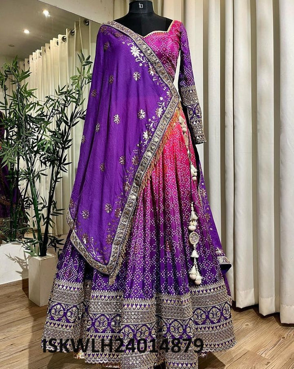 Digital Printed Chinon Silk Lehenga With Blouse And Georgette Dupatta-ISKWLH24014879
