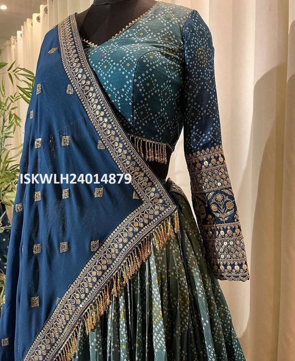 Digital Printed Chinon Silk Lehenga With Blouse And Georgette Dupatta-ISKWLH24014879