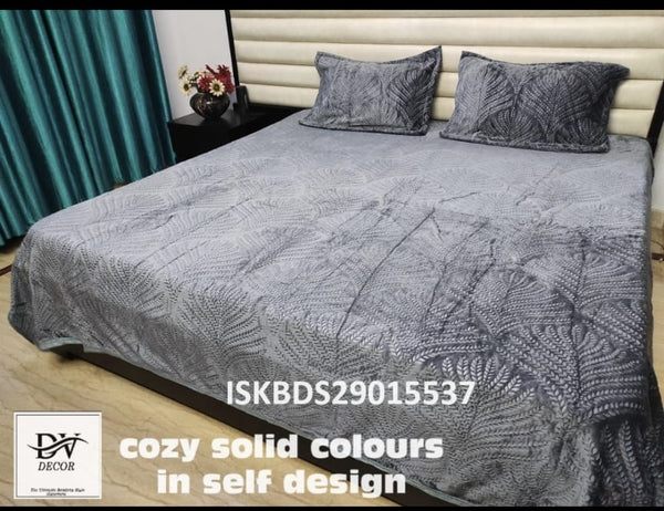 Cozy Flannel Double Bedsheet With Pillow Cover-ISKBDS29015537