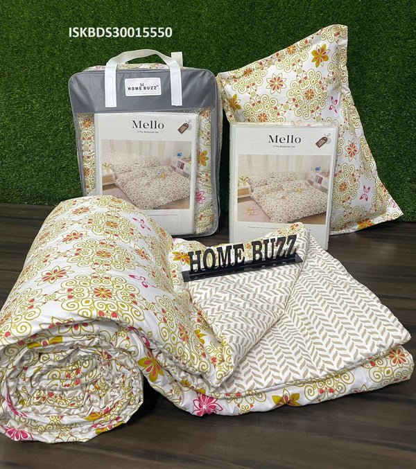 Glace Cotton Bedsheet With Pillow Cover-ISKBDS30015550