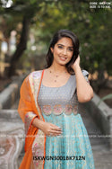 Kota Banarasi Zari Weaving Gown With Net Dupatta-ISKWGN3001BK712N