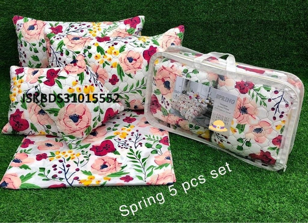 Printed Glace Cotton Bedsheet With Pillow Cover-ISKBDS31015552