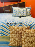 Printed Cotton Bedsheet With Pillow Cover And Cushion Set-ISKBDS01025557