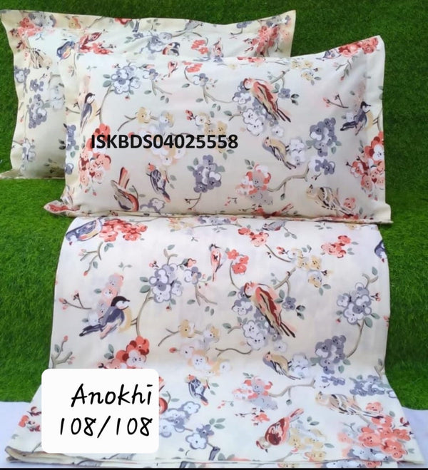 Printed Cotton Bedsheet With Pillow Cover-ISKBDS04025558