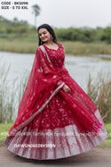Sequined Organza Gown With Dupatta-ISKWGN0602BK509N