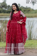 Sequined Organza Gown With Dupatta-ISKWGN0602BK509N