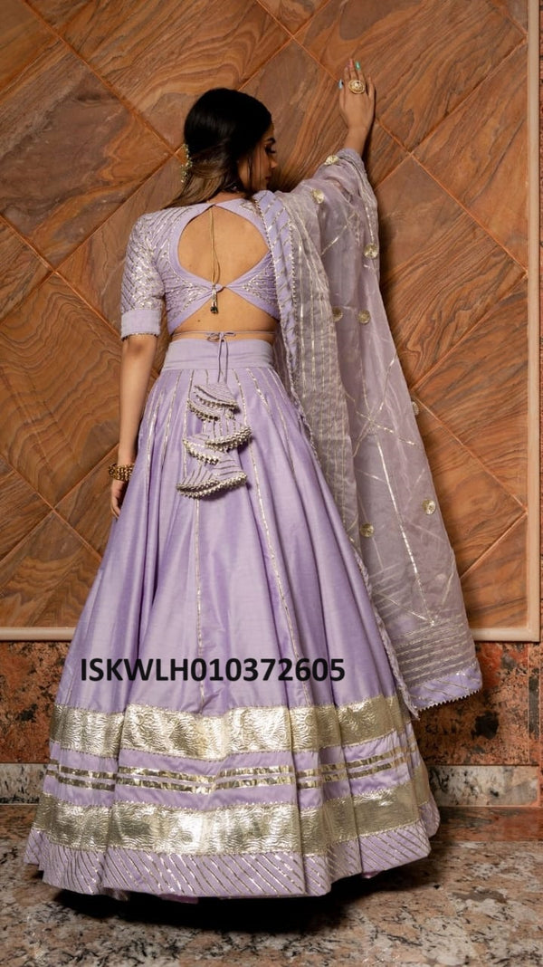 Sequined Cotton Silk Lehenga With Blouse And Organza Dupatta-ISKWLH010372605