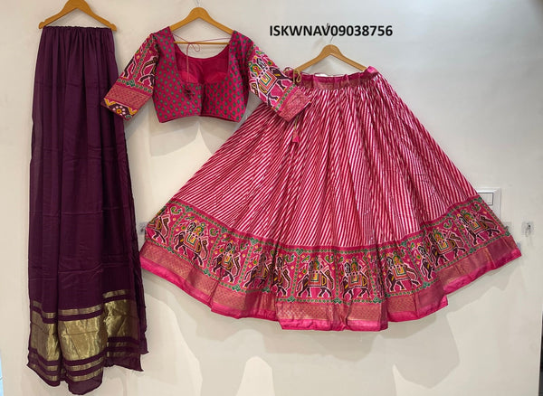 Printed Pashmina Silk Lehenga With Blouse And Modal Silk Dupatta-ISKWNAV09038756