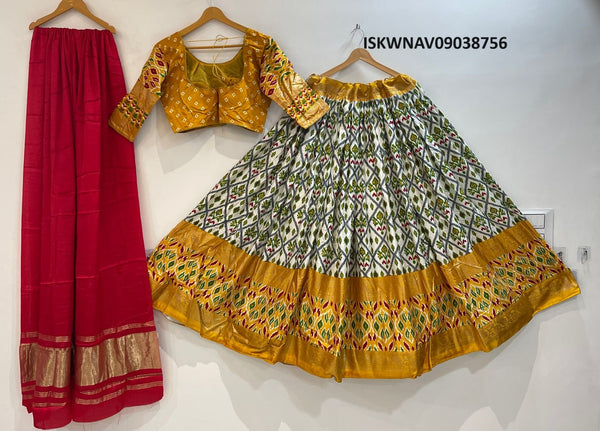 Printed Pashmina Silk Lehenga With Blouse And Modal Silk Dupatta-ISKWNAV09038756