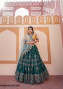 Foil Printed Chinon Lehenga With Padded Blouse And Organza Dupatta-ISKWLH12035206