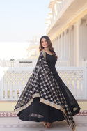 Embroidered Georgette Gown With Dupatta-ISKWGN20031099