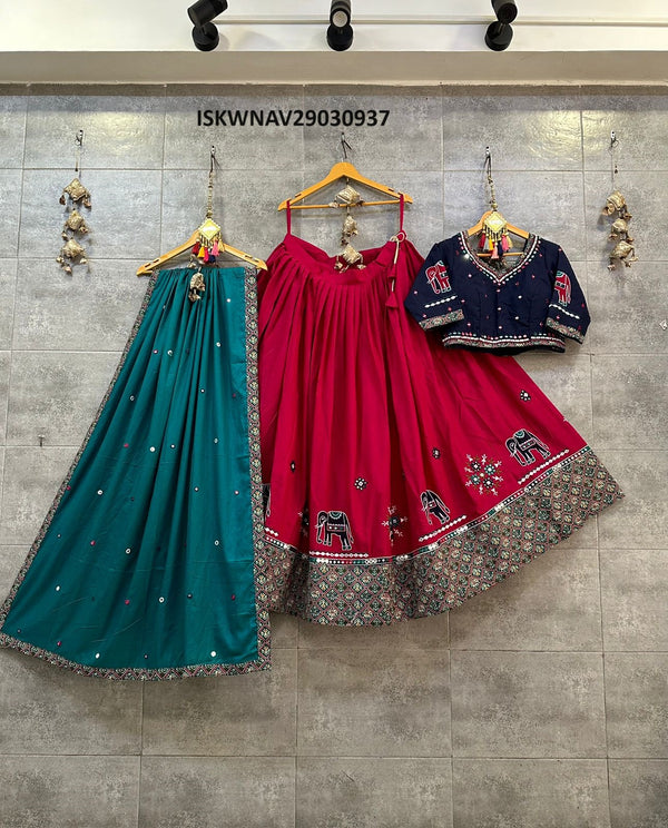 Sequined Rayon Cotton Lehenga With Blouse And Dupatta-ISKWNAV29030937