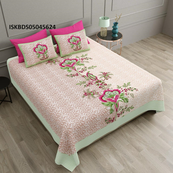 Printed Cotton Jumbo Bedsheet With Pillow Cover-ISKBDS05045624