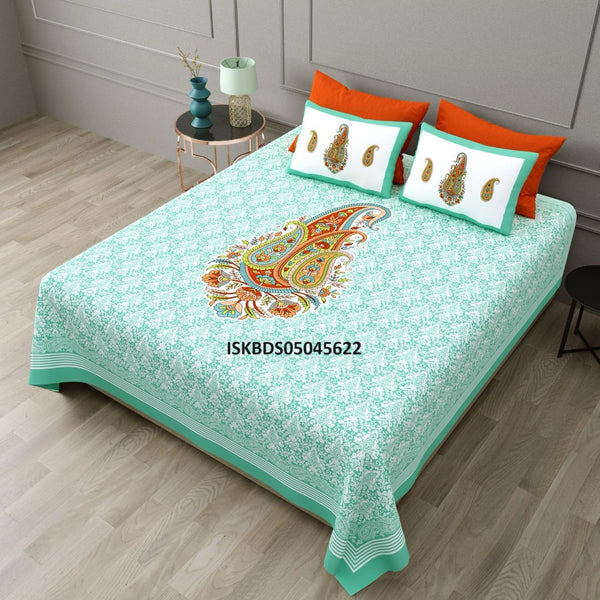 Printed Cotton Jumbo Bedsheet With Pillow Cover-ISKBDS05045622