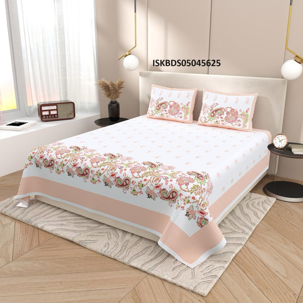 Printed Cotton Jumbo Bedsheet With Pillow Cover-ISKBDS05045625