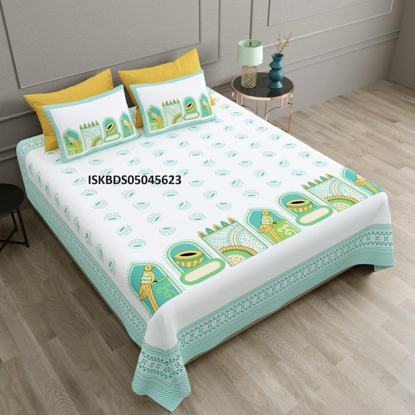 Printed Cotton Jumbo Bedsheet With Pillow Cover-ISKBDS05045623
