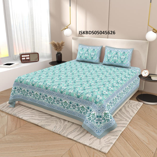 Printed Cotton Jumbo Bedsheet With Pillow Cover-ISKBDS05045626