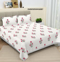 Hand Block Printed Cotton Jumbo Bedsheet With Pillow Cover-ISKBDS050456087