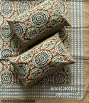 Ikkat Printed Cotton Bedsheet With Pillow Cover-ISKBDS050456090