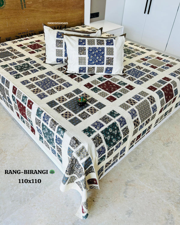 Cotton Jambo Kingsize Bedsheet With Pillow Cover-ISKBDS05045605