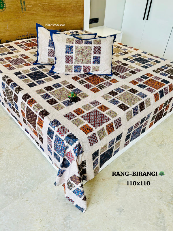 Cotton Jambo Kingsize Bedsheet With Pillow Cover-ISKBDS05045605