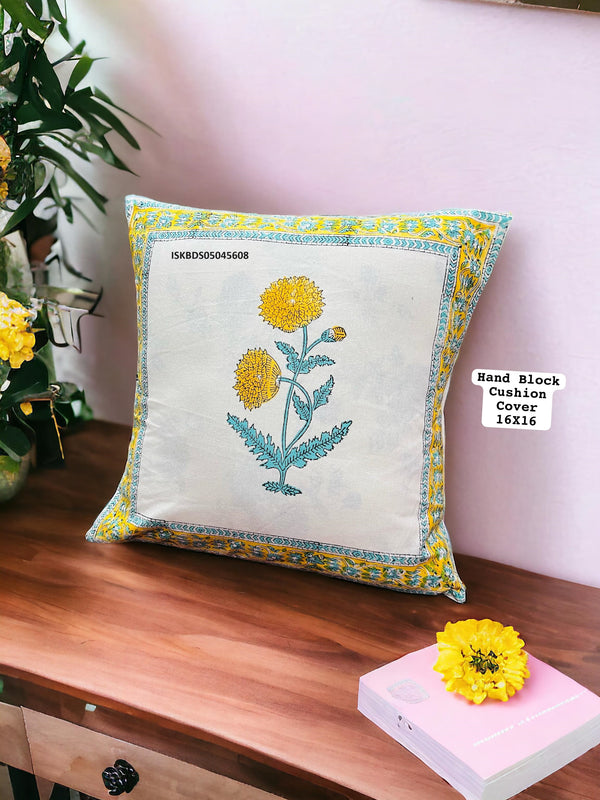 Hand Block Printed Cotton Cushion Cover-ISKBDS05045608