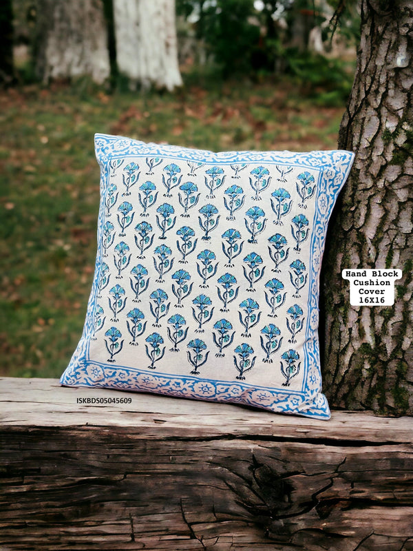 Hand Block Printed Cotton Cushion Cover-ISKBDS05045609
