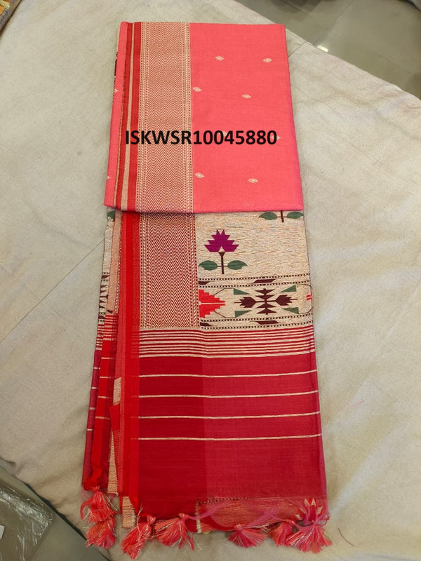 Zari Weaved Tussar Silk Saree-ISKWSR10045880